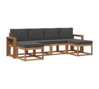 HETFTJN Set Divani da Esterno 6 pz in Legno di Acacia | Salotto componibile modulare per giardino patio e cortile con robusta struttura a doghe e morbidi cuscini imbottiti.