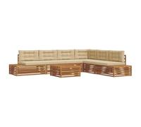 HETFTJN Set Divani da Esterno 7 Pezzi in Legno di Acacia Beige | Struttura modulare componibile con cuscini imbottiti per il massimo relax in giardino o sulla terrazza.