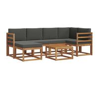 HETFTJN Set Divani da Esterno 7 Pezzi in Legno di Acacia con Cuscini | Arredo modulare in legno per giardino e terrazza, con cuscini sfoderabili per il massimo relax all'aperto.
