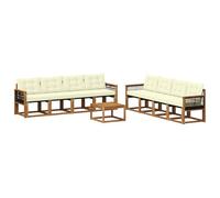 HETFTJN Set Divani da Esterno 9 Pezzi in Legno di Acacia e Textilene | Salotto modulare composto da tavolo e sedute flessibili, ideale per valorizzare il tuo giardino o la terrazza.