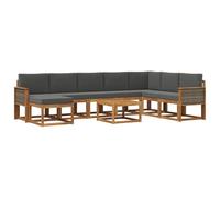 HETFTJN Set Divani da Esterno 9 Pz in Legno Massello di Acacia e Cuscini | Salotto modulare per patio e terrazzo con struttura a doghe, braccioli comodi e cuscini imbottiti per vivere l'esterno.