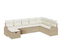 HETFTJN Set Divani da Giardino 8 Pezzi in Polyrattan Modulare, Beige