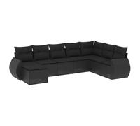 HETFTJN Set Divani da Giardino 8 Pezzi in Rattan PE Nero | Salotto modulare da esterno in polyrattan con morbidi cuscini per terrazzo e patio, resistente agli agenti atmosferici.