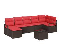 HETFTJN Set Divani da Giardino 8 Pz in Polyrattan Modulare Marrone Rosso | Salotto componibile da esterno per giardino e terrazzo con sedute comode vano portaoggetti e tavolino coordinato.