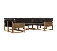 HETFTJN Set Divani da Giardino Modular 6 Pz in Legno Acacia e Textilene | Salotto componibile con cuscini sfoderabili per rilassarsi su terrazzo, patio o veranda durante la bella stagione.