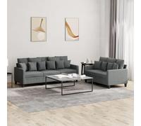 HETFTJN Set divano 2 + 3 posti, grigio scuro, 138 x 198 cm, in poliestere, compensato, metallo, design moderno, comodo per soggiorno, balcone, camera dei ragazzi e piccoli spazi