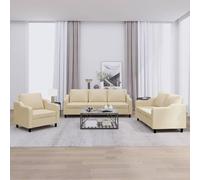 HETFTJN Set divano 3 pezzi in tessuto resistente crema con struttura in compensato in metallo, set da divano compatto per soggiorno, camera da letto per adolescenti, piccoli spazi, 78/138/198 x 77 x