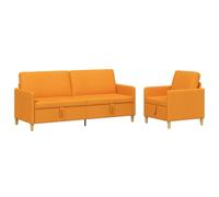 HETFTJN Set Divano 4 Posti con Contenitore 2 Pezzi Giallo Scuro | Salotto moderno con vano contenitore sotto la seduta e cuscini sfoderabili per un soggiorno ordinato e confortevole.