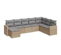 HETFTJN Set Divano da Giardino 8 pz in Polyrattan Modulare Beige | Salotto componibile per terrazzo e patio con cuscini imbottiti sfoderabili e contenitori sotto le sedute.