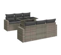 HETFTJN Set divano da giardino in rattan sintetico, 7 pezzi, con tavolo regolabile e spazio di archiviazione, resistente alle intemperie, per balcone, terrazza e piccoli giardini