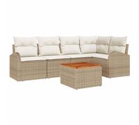 HETFTJN Set Divano da Giardino Modulare 6 Pezzi Rattan Esterno Beige | Ideale per terrazzo e patio con moduli componibili e vani integrati per organizzare lo spazio all'aperto.