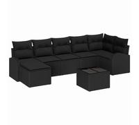 HETFTJN Set Divano da Giardino Modulare 8 Pezzi con Cuscini Nero | Salotto componibile da esterno in polyrattan con piedini regolabili e tavolo per terrazzo, balcone o patio estivo.