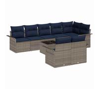 HETFTJN Set Divano da Giardino Modulare 9 Pezzi Polyrattan Grigio | Salotto componibile da esterno per terrazzo e patio, telaio in acciaio e cuscini imbottiti inclusi per il massimo relax.