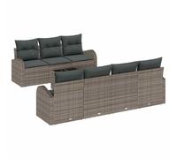 HETFTJN Set Divano modulare da Giardino 8 Pezzi in Polyrattan Grigio | Salotto composto da sette sedute e tavolino per arredare terrazzo, patio o zona relax.