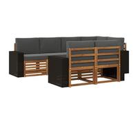 HETFTJN Set Divano Sezionale da Giardino in Legno 7 Pz Antracite | Arreda terrazzo e giardino con un salotto modulare in acacia massello naturale completo di morbidi cuscini antracite.