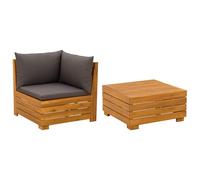 HETFTJN Set Lounge da Giardino 2 Pezzi in Legno Massello di Acacia Marrone