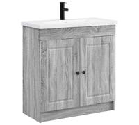 HETFTJN Set Mobile Bagno Grigio Sonoma 78,5x37,5x81 cm con Lavabo 2 pz
