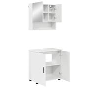 HETFTJN Set Mobile Bagno Sospeso 2 Pz Bianco Lucido con Specchio
