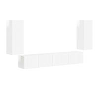 HETFTJN Set Mobile TV Sospeso 4 Pezzi Bianco Lucido in Legno | Mobiletto multiuso componibile per soggiorno e salotto, ideale per organizzare dispositivi multimediali.