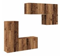 HETFTJN Set Mobile TV Sospeso 5 Pezzi Legno Vecchio Ingegnerizzato | Mobile sospeso per soggiorno dal design moderno, con 5 moduli e 9 ante per organizzare al meglio i dispositivi.