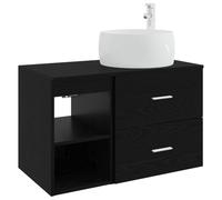 HETFTJN Set Mobili Bagno 2 Pz Sospesi, Mobile Lavabo e Pensile Rovere Nero