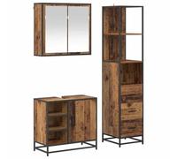 HETFTJN Set Mobili Bagno 3 Pz Sospesi, Mobile Lavabo Specchio Colonna