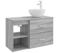 HETFTJN Set Mobili Bagno Sospesi 2 pz Mobile Lavabo e Pensile Grigio