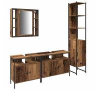 HETFTJN Set Mobili Bagno Sospesi 4 Pezzi Legno Vecchio con Specchio