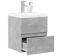 HETFTJN Set Mobili da Bagno 2 Pezzi con Armadietto Grigio Cemento e Lavabo Ceramico Bianco Mobiletto Salvaspazio Montaggio a Parete per Ottimizzare Spazio 41x38.5x45cm