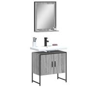HETFTJN Set Mobili da Bagno 2 Pezzi Grigio Sonoma in Legno Multistrato con Specchio, Mobile Salvaspazio per Bagno, Struttura Robusta e Ampio Spazio di Archiviazione, Dimensioni 60x33x60cm