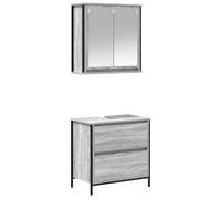 HETFTJN Set Mobili da Bagno 2 pz Grigio Sonoma Mobile Lavabo e Pensile