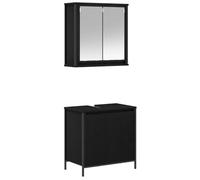 HETFTJN Set Mobili da Bagno 2 pz Mobile Lavabo e Pensile Rovere Nero