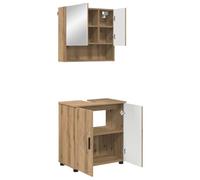 HETFTJN Set Mobili da Bagno 2 Pz Sospeso Mobile Lavabo Specchio Rovere | Soluzione salvaspazio a parete per il bagno moderno, dotata di armadietto con specchio e base per ordinare la toeletta.