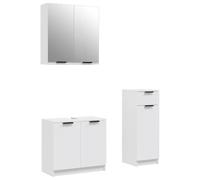 HETFTJN Set Mobili da Bagno 3 Pezzi Bianco in Legno Multistrato | Design salvaspazio elegante in legno multistrato per organizzare al meglio il tuo bagno, completo di specchio a muro.