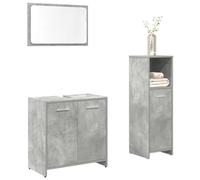 HETFTJN Set Mobili da Bagno 3 Pezzi Grigio Cemento con Mobile Sottolavabo 60cm, Specchio e Armadio Salvaspazio Stretto 30cm, Design Elegante in Truciolato per Ottimizzazione Spazi Piccoli Bagni