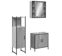 HETFTJN Set Mobili da Bagno 3 Pezzi Specchio Lavabo Colonna Grigio Sonoma