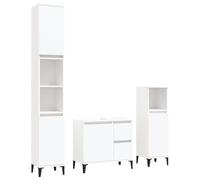 HETFTJN Set Mobili da Bagno 3 pz Bianco in Legno Multistrato | Tre elementi componibili salvaspazio per organizzare al meglio prodotti e accessori nella stanza da bagno padronale.