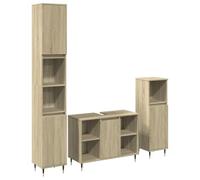 HETFTJN Set Mobili da Bagno 3 pz Rovere Sonoma Mobiletto Multiuso