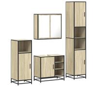 HETFTJN Set Mobili da Bagno 4 Pezzi con Specchio Rovere Sonoma | Soluzione d'arredo per il bagno con specchiera, mobile lavabo e due armadietti coordinati in stile industriale.