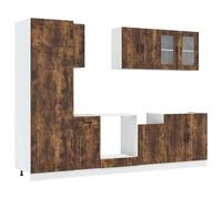 HETFTJN Set Mobili da Cucina 8 Pezzi Kalmar Rovere Fumo in Legno | Set modulare da cucina 8 elementi con pensili, mobili base e vano forno. Ottimizza lo spazio nella tua casa con stile.