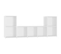 HETFTJN Set Mobili Porta TV 3 Pezzi Bianco in Legno Multistrato | Set modulare a tre elementi per il soggiorno, posizionabili sia in orizzontale che in verticale per salvare spazio.
