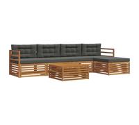 HETFTJN Set Salotto da Giardino 6 Pezzi in Legno di Acacia Naturale | Mobili componibili per terrazzo e giardino con tavolino, 5 soffici cuscini di seduta e struttura robusta da esterno.