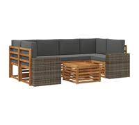HETFTJN Set Salotto da Giardino 7 Pezzi in Legno Massello Acacia | Arredo modulare con tavolo e cuscini sfoderabili per momenti di relax in giardino, terrazza o patio esterno.
