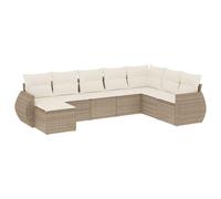 HETFTJN Set Salotto da Giardino 8 Pezzi in Rattan PE per Terrazza Beige | Salotto componibile modulare per giardino e terrazzo con cuscini sfoderabili lavabili e piedini regolabili