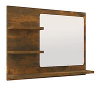 HETFTJN Specchio da Bagno con Mensole Rovere Fumo 60x10,5x45 cm
