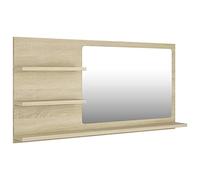 HETFTJN Specchio da bagno in rovere Sonoma, 90 x 10,5 x 45 cm, materiale in legno con 3 ripiani, design moderno, robusto e durevole, per piccoli bagni, ospiti, WC