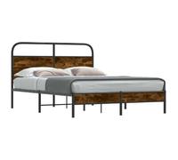 HETFTJN Struttura in metallo 140 x 200 cm, effetto affumicato, camera da letto, design moderno con testiera, rete a doghe e telaio in acciaio, struttura robusta per camera dei ragazzi, camera degli