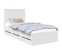 HETFTJN Struttura Letto 100x200 cm Bianco in Legno Ingegnerizzato | Struttura moderna per camera da letto con 6 cassetti integrati, testiera inclusa e supporto stabile.