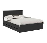 HETFTJN Struttura Letto 140x200 cm Nero Legno Ingegnerizzato Cassetti | Garantisce supporto stabile e organizzazione discreta per la camera da letto grazie ai 6 cassetti integrati e alla testiera.