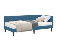 HETFTJN Struttura Letto Angolare 90x200cm con Materasso 2 pcs Blu | Design salvaspazio ad angolo in morbido velluto blu con materasso in schiuma incluso, ideale per la camera da letto.